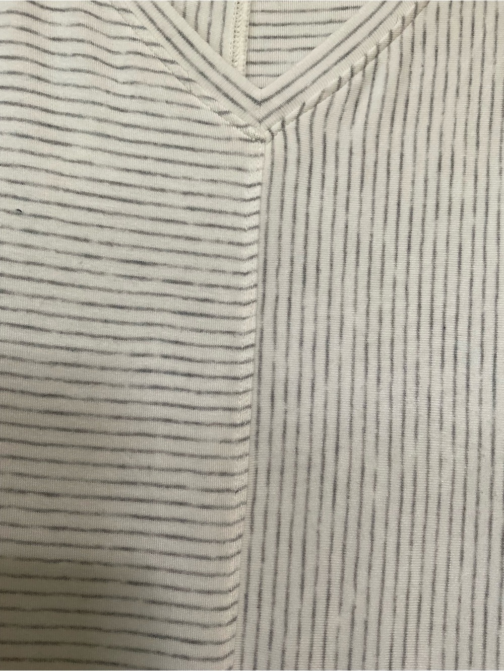 CAbi White and Light Gray Striped V-Neck Tank - Picture 3 of 5